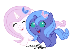 Size: 2200x1600 | Tagged: safe, artist:agnessangel, princess celestia, princess luna, alicorn, pony, g4, baby, baby pony, cewestia, cute, eyes closed, filly, foal, hair bow, royal sisters, running, siblings, simple background, sisters, transparent background, woona, younger