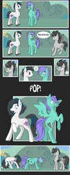 Size: 567x1410 | Tagged: safe, artist:pon-ee, oc, oc only, oc:whisper will, oc:willow wisp, oc:zephyr storm(mcgack), ..., bat wings, comic, commission, dialogue, female, male, male to female, mare, question mark, rule 63, spread wings, stallion, transformation, wings