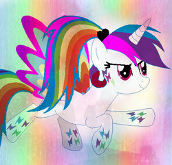 Size: 462x445 | Tagged: safe, artist:rainbowshinetia, artist:selenaede, artist:tranquille, oc, oc only, oc:rainbowshinetia, alicorn, pony, g4, alicorn oc, base used, rainbow power, rainbow power-ified, solo