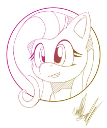 Size: 756x900 | Tagged: safe, artist:fuzon-s, fluttershy, g4, female, fluttersquee, gradient lineart, happy, monochrome, portrait, sketch, smiling, solo, squee