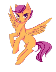 Size: 1024x1312 | Tagged: safe, artist:headphonehijack, scootaloo, pegasus, pony, g4, :p, blank flank, blushing, female, filly, flying, scootaloo can fly, solo, tongue out