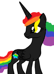 Size: 533x726 | Tagged: safe, artist:rainbowstarspower, oc, oc only, oc:rainbowstar, alicorn, pony, alicorn oc, base used, concave belly, nightmare, sad, slender, solo, thin