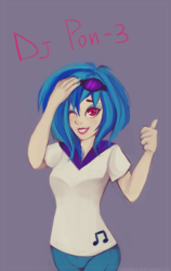 Size: 1009x1596 | Tagged: safe, artist:schnellentod, dj pon-3, vinyl scratch, human, g4, female, humanized, solo