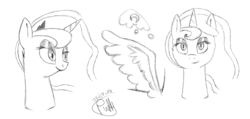 Size: 1280x607 | Tagged: safe, artist:puffysmosh, princess luna, lunadoodle, g4, female, monochrome, sketch, solo