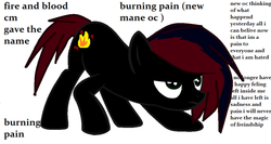 Size: 1024x545 | Tagged: safe, artist:youtuber12, oc, oc only, oc:burning pain, emo, solo