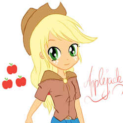 Size: 800x800 | Tagged: safe, artist:hikari2009, applejack, human, g4, female, humanized, simple background, solo, white background