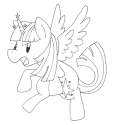 Size: 600x652 | Tagged: safe, artist:daieny, twilight sparkle, alicorn, pony, g4, angry, cute, female, fight, lineart, mare, monochrome, pen, power, solo, twilight sparkle (alicorn)