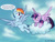 Size: 1280x960 | Tagged: safe, artist:jcosneverexisted, rainbow dash, twilight sparkle, alicorn, pony, g4, cloud, cloudy, female, flying, mare, speech bubble, twilight sparkle (alicorn)