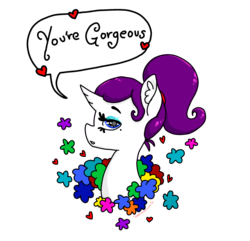 Size: 2142x2067 | Tagged: source needed, safe, artist:bunnycat, rarity, pony, unicorn, g4, alternate hairstyle, beauty, female, flower, heart, high res, ponytail, positive ponies, simple background, solo, transparent background