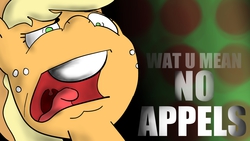 Size: 2560x1440 | Tagged: safe, artist:bluredpony, applejack, g4, angry, apple, appul, funny, meme, nose in the air, rage