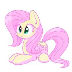 Size: 2000x2000 | Tagged: safe, artist:acersiii, fluttershy, g4, cute, ear fluff, female, heart eyes, high res, prone, shyabetes, solo, wingding eyes