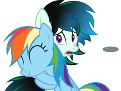 Size: 1846x1394 | Tagged: safe, artist:zacatron94, rainbow dash, twilight sparkle, alicorn, pony, g4, ^^, aurora nightfall, disguise, eyes closed, female, hug, lesbian, mare, ship:twidash, shipping, simple background, transparent background, twilight sparkle (alicorn)