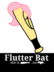 Size: 768x1024 | Tagged: safe, fluttershy, g4, baseball bat, baseball bat pony, flutterbat, lol, pun, visual pun