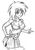 Size: 1056x1508 | Tagged: safe, artist:ruhisu, oc, oc only, oc:amber drop, human, belly button, bikini, cleavage, clothes, commission, cutie mark, female, gift art, humanized, monochrome, pointing, short hair, smiling, solo, standing, summer, swimsuit, water