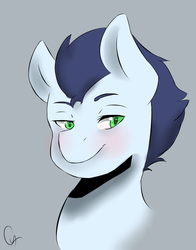 Size: 769x981 | Tagged: safe, artist:cyborgpony, soarin', g4, blushing, male, solo