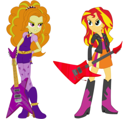 Size: 1600x1500 | Tagged: safe, artist:algoorthviking, adagio dazzle, sunset shimmer, equestria girls, g4, my little pony equestria girls: rainbow rocks, female, gem, guitar, simple background, siren gem, transparent background