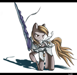 Size: 827x802 | Tagged: safe, artist:sceathlet, derpy hooves, pegasus, pony, g4, epic derpy, fantasy class, female, knight, mare, warrior