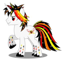 Size: 912x875 | Tagged: safe, artist:thunderhawk03, oc, oc only, oc:thunderhawk, pony, unicorn, horn, male, rainbow power, rainbow power-ified, simple background, solo, stallion, transparent background, unicorn oc