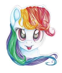 Size: 3566x4188 | Tagged: safe, artist:vird-gi, rainbow dash, g4, :d, female, looking at you, solo, teeth, traditional art