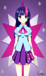 Size: 689x1140 | Tagged: safe, artist:lumelya, twilight sparkle, equestria girls, g4, clothes, equestria girls outfit, female, humanized, solo