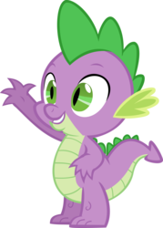 Size: 10000x13946 | Tagged: safe, artist:glessmlp, spike, g4, absurd resolution, male, simple background, smiling, solo, waving