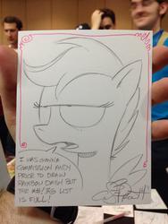 Size: 768x1024 | Tagged: safe, artist:andypriceart, scootaloo, andy you magnificent bastard, faic, female, scootaloo is not amused, solo, traditional art, unamused