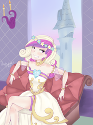 Size: 1648x2203 | Tagged: safe, artist:avestyaz, queen chrysalis, human, g4, fake cadance, female, humanized, solo