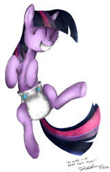 Size: 634x991 | Tagged: safe, artist:millenniumf, color edit, twilight sparkle, g4, adult foal, cute, diaper, female, non-baby in diaper, poofy diaper, solo, twiabetes