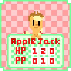 Size: 300x300 | Tagged: safe, artist:zztfox, applejack, g4, animated, earthbound, female, solo
