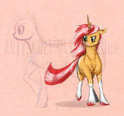 Size: 926x863 | Tagged: safe, artist:ultimareone, oc, oc only, oc:candy bacon, pony, unicorn, sketch, solo