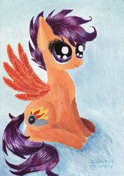 Size: 3285x4640 | Tagged: safe, artist:galaguga, scootaloo, g4, female, solo, traditional art