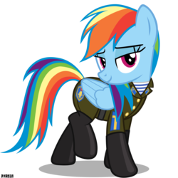 Size: 3000x3000 | Tagged: safe, artist:a4r91n, rainbow dash, pegasus, pony, g4, bedroom eyes, clothes, female, high res, looking at you, mare, military uniform, paratrooper, pose, sergeant, simple background, solo, soviet, transparent background, uniform, vdv, vector