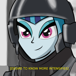 Size: 800x800 | Tagged: safe, artist:burstfire, sonata dusk, equestria girls, g4, my little pony equestria girls: rainbow rocks, female, meme, solo, starship troopers, x intensifies