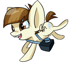 Size: 549x507 | Tagged: safe, artist:kittyarts, featherweight, pegasus, g4, camera, colt, foal, male, simple background, solo, white background