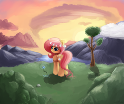 Size: 1740x1460 | Tagged: safe, artist:j151, fluttershy, g4, female, floral head wreath, looking back, solo
