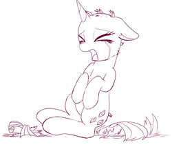 Size: 803x683 | Tagged: safe, artist:mcsadat, rarity, g4, crying, female, monochrome, shaved, solo