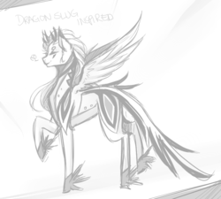 Size: 943x847 | Tagged: safe, artist:mscootaloo, oc, oc only, asksketchytrixie, clothes, dress, monochrome, sketch, solo, tumblr