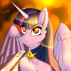 Size: 1280x1280 | Tagged: safe, artist:twotail813, twilight sparkle, alicorn, pony, rcf community, g4, book, earring, female, mare, mysterium xarxes, necklace, oblivion, solo, the elder scrolls, twilight sparkle (alicorn)