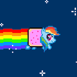 Size: 400x400 | Tagged: safe, artist:foxox, rainbow dash, g4, animated, crossover, female, looking back, meme, nyan cat, nyan dash, pixel art, rainbow, solo