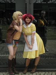 Size: 720x960 | Tagged: safe, artist:littlekaeru, apple bloom, applejack, human, g4, cosplay, irl, irl human, photo