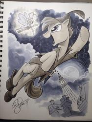 Size: 768x1024 | Tagged: safe, artist:andy price, breezie, breeziefied, peter pan, ponified, tinkerbell, traditional art