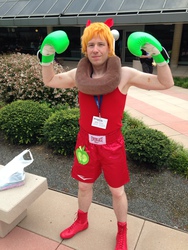 Size: 960x1280 | Tagged: artist needed, safe, big macintosh, human, bronycon, bronycon 2014, g4, 2014, boxing, convention, cosplay, irl, irl human, little mac (punch-out!!), middle mac, parody, photo, pun, punch-out!!, solo