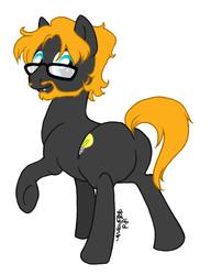Size: 739x960 | Tagged: safe, artist:peachpalette, oc, oc only, oc:epiphany bomb, earth pony, pony, ginger, glasses, male, piercing, redhead, snake bites, solo, stallion