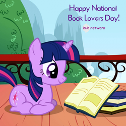 Size: 546x546 | Tagged: safe, twilight sparkle, pony, unicorn, g4, official, book, hub logo, the hub, unicorn twilight