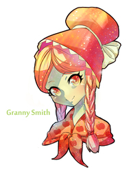 Size: 1417x1889 | Tagged: safe, artist:murasaki-to, granny smith, human, g4, female, humanized, pixiv, solo, young granny smith