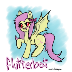 Size: 500x500 | Tagged: safe, artist:moekonya, fluttershy, bat pony, pony, bats!, g4, cute, female, flutterbat, solo