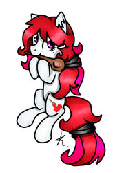 Size: 300x450 | Tagged: safe, artist:hornets-n-tribes, oc, oc only, earth pony, pony, fondue drizzle, hairband, solo, spoon