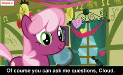 Size: 1600x973 | Tagged: safe, cheerilee, earth pony, pony, comic:celestia's servant interview, g4, caption, cs captions, female, interview, mare, solo