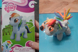 Size: 909x604 | Tagged: safe, rainbow dash, g4, clay, expectation vs reality, figure, kill me, masterpiece, nailed it, photo, russian, you tried