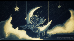 Size: 1920x1080 | Tagged: safe, artist:col762nel, princess luna, g4, cloud, cloudy, female, monochrome, moon, scenery, solo, tangible heavenly object, wallpaper